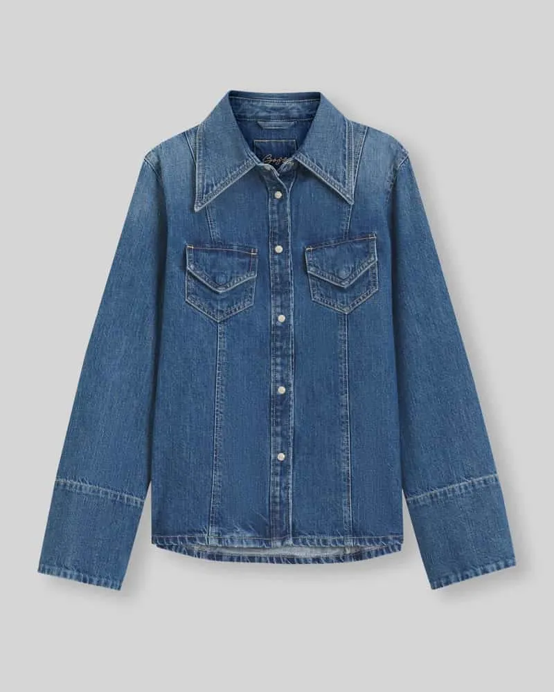 HUGO BOSS Slim Fit Jeansbluse aus reiner Baumwolle Modell 'C_SLIM Dunkelblau