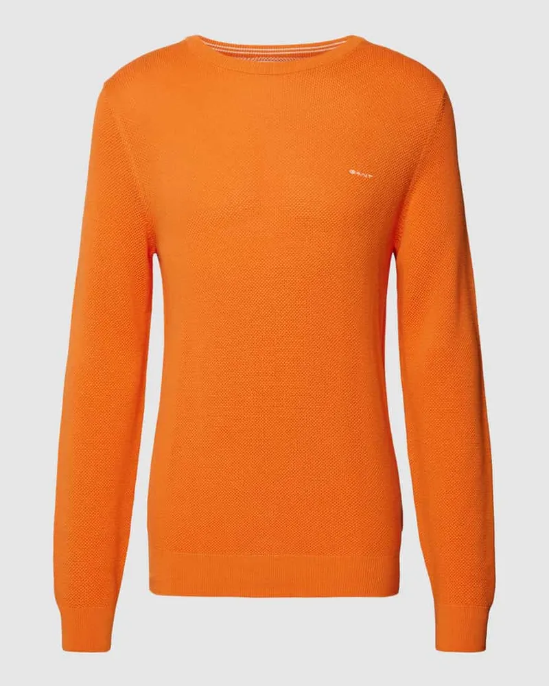 Gant Strickpullover mit Rundhalsausschnitt und Label-Stitching Orange