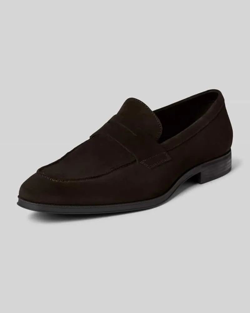 HUGO BOSS Penny-Loafer aus echtem Leder Modell 'Theon Dunkelbraun