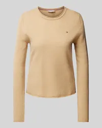 Tommy Hilfiger Strickpullover mit Logo-Stitching Camel