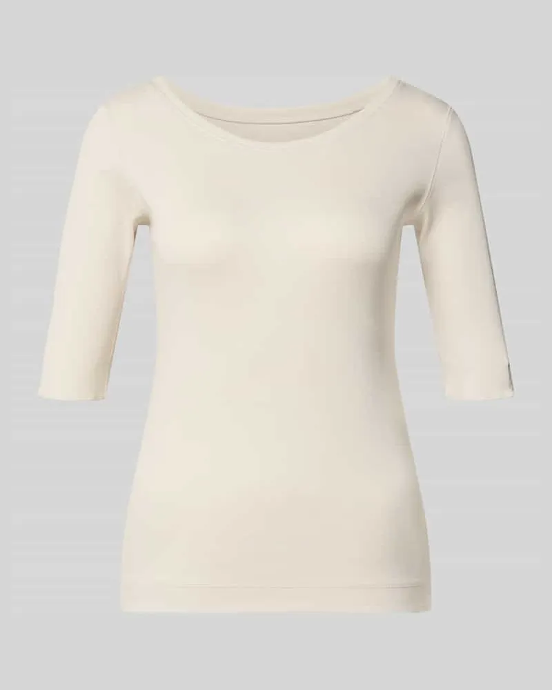 Marc Cain T-Shirt in Ripp-Optik mit Rundhalsausschnitt Offwhite
