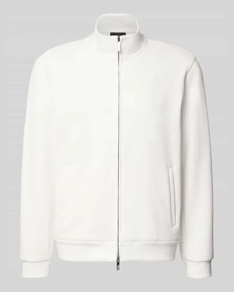 Emporio Armani Sweatjacke mit Stehkragen und Zweiwege-Reißverschluss Offwhite