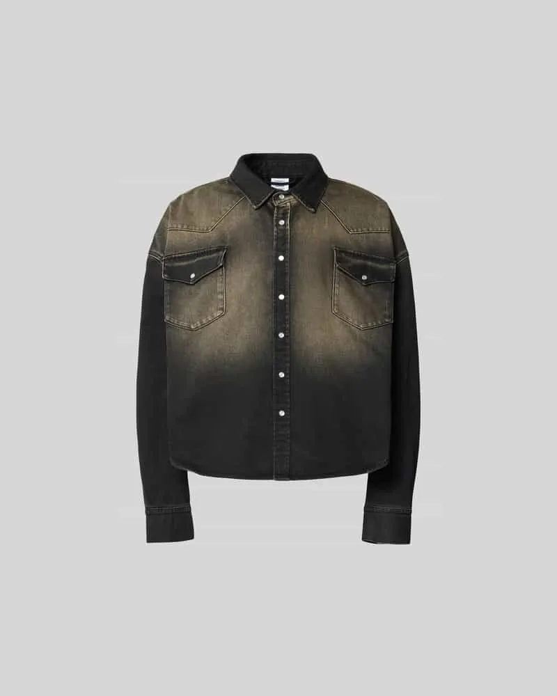 VETEMENTS Relaxed Fit Jeanshemd im Used-Look Anthrazit