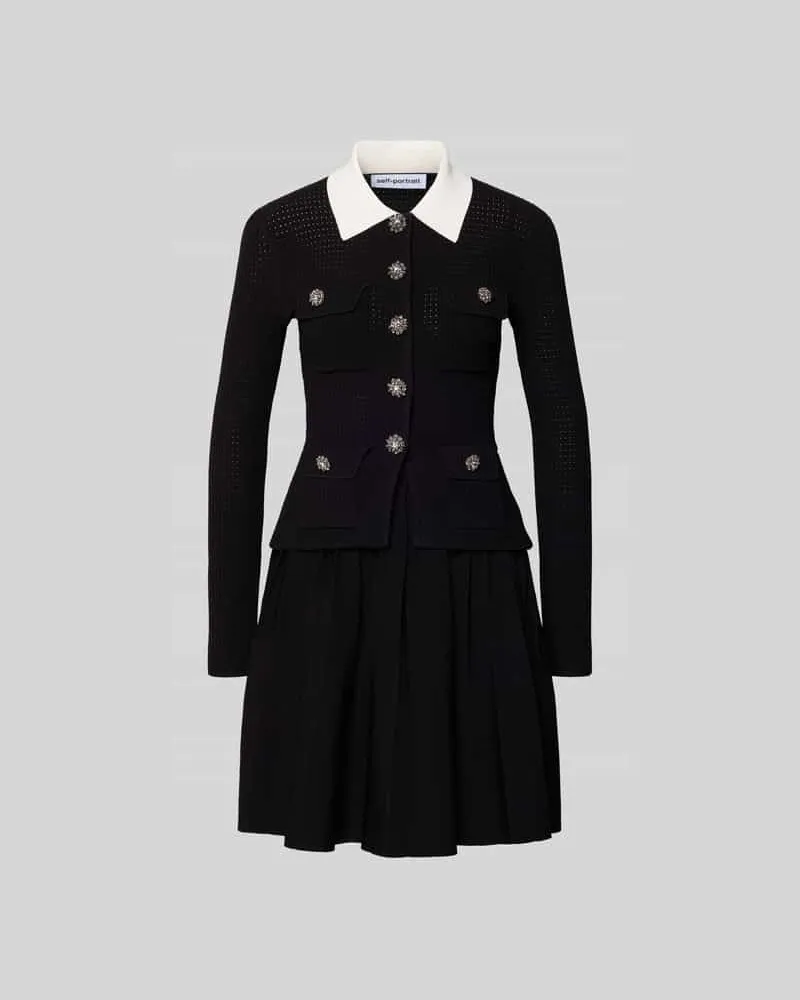 Self-Portrait Minikleid aus Viskose-Mix Black