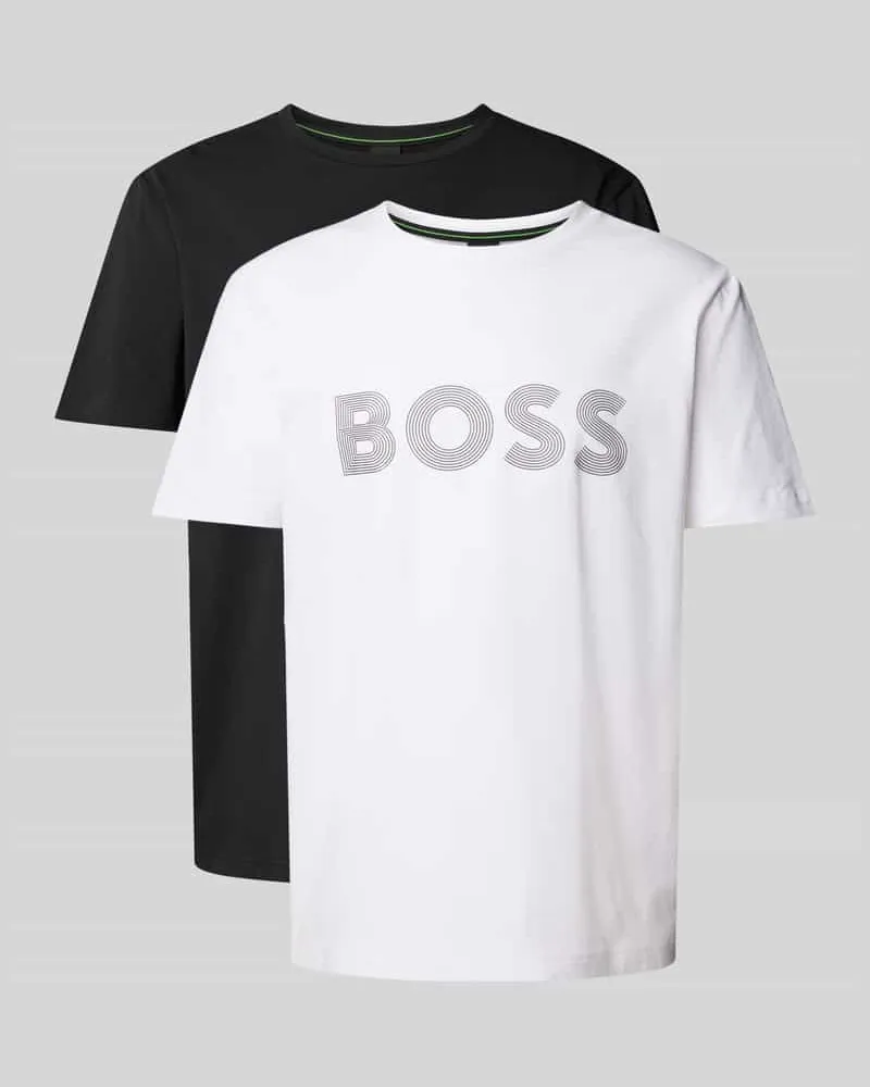 HUGO BOSS Regular Fit T-Shirt aus Baumwoll-Mix im 2er-Pack Black