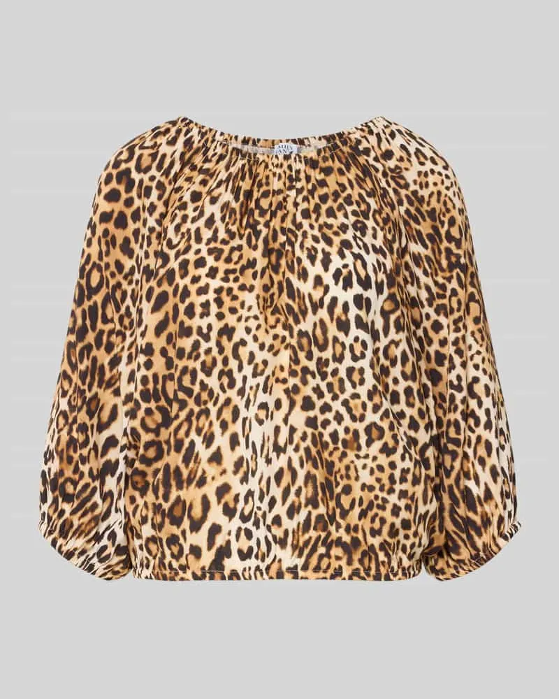 Emily van den Bergh Blusenshirt aus Viskose mit 3/4-Arm Mittelbraun