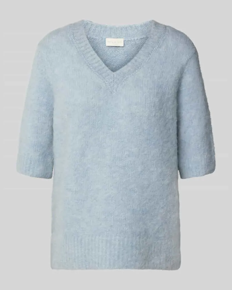 Milano Italy Strickpullover mit V-Ausschnitt und 1/2-Arm Bleu