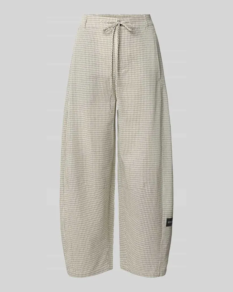 Karo Kauer Wide Fit Hose aus Baumwoll-Mix mit Logo-Patch Beige