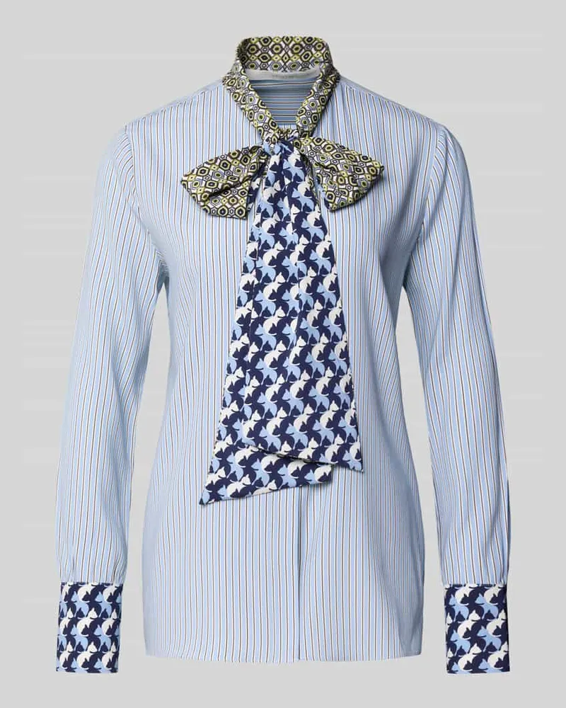 Herzen's Angelegenheit Regular Fit Seidenbluse mit Schleifen-Detail Hellblau