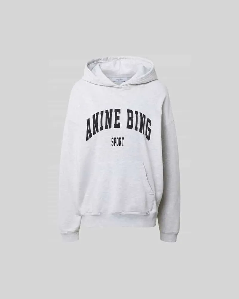 Anine Bing Oversized Hoodie mit Logo-Print Hellgrau