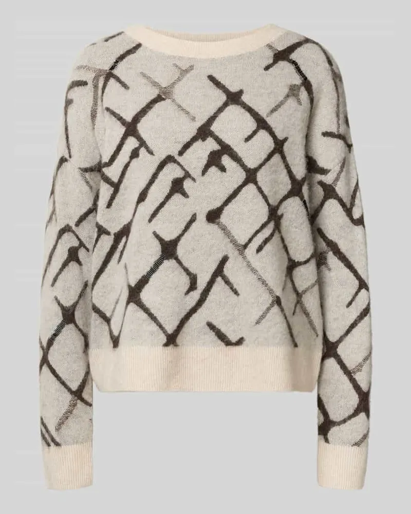COMMA Strickpullover mit gerippten Abschlüssen Offwhite