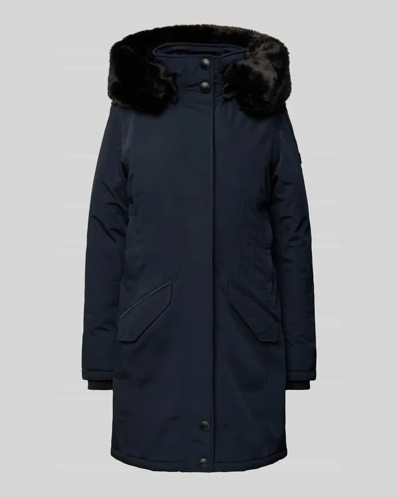 Wellensteyn Regular Fit Funktionsjacke mit Kapuze und Kunstfellbesatz Modell 'DOMINO Dunkelblau