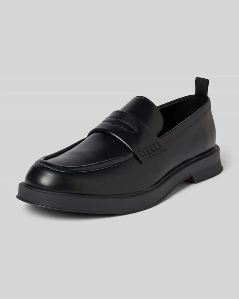 HUGO BOSS Penny-Loafer aus Leder mit Zugschlaufe Modell 'Lenner Black