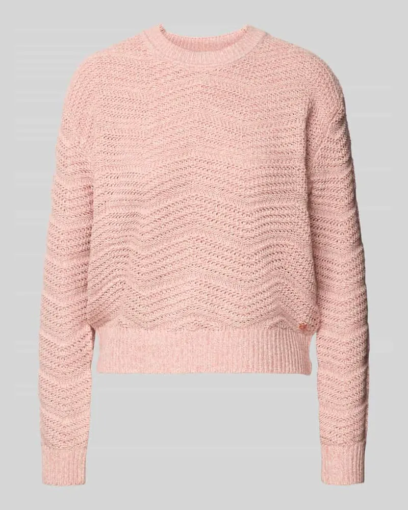 Guess Strickpullover mit gerippten Abschlüssen Rosa