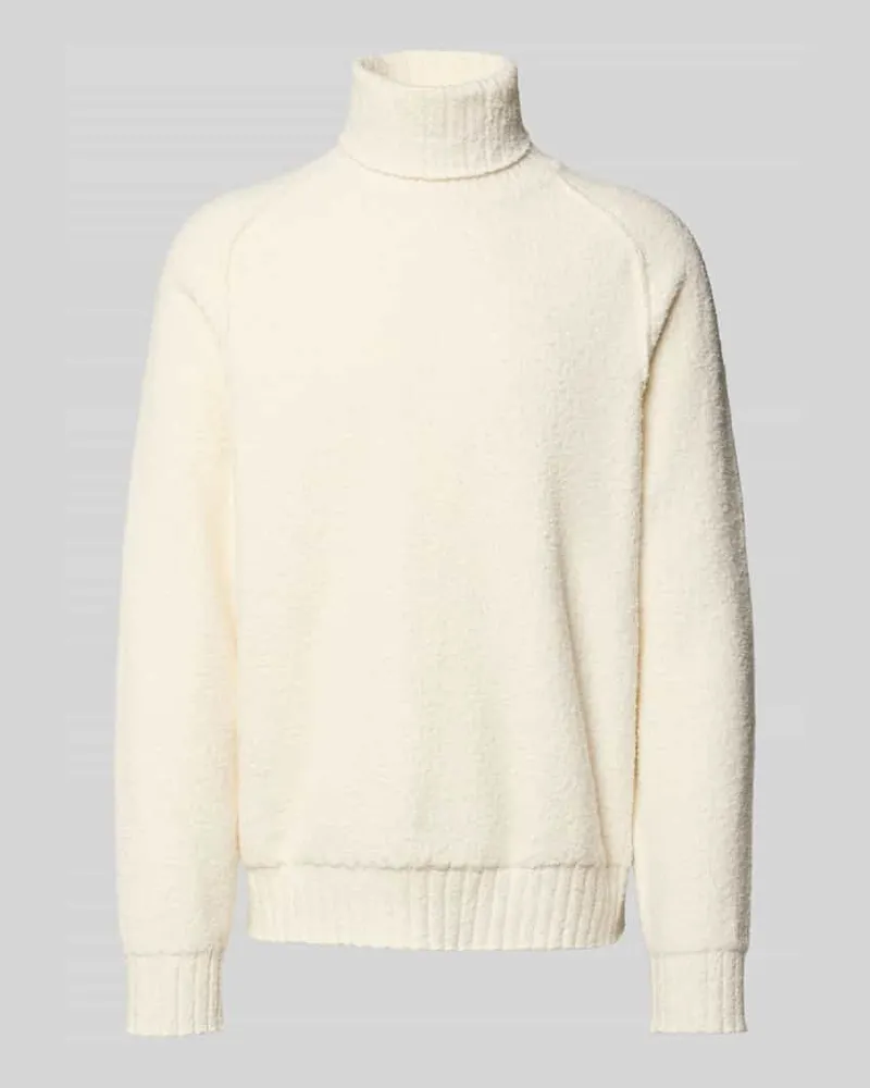 HUGO BOSS Regular Fit Rollkragenpullover aus Baumwoll-Mix Modell 'SAN RUDI Offwhite