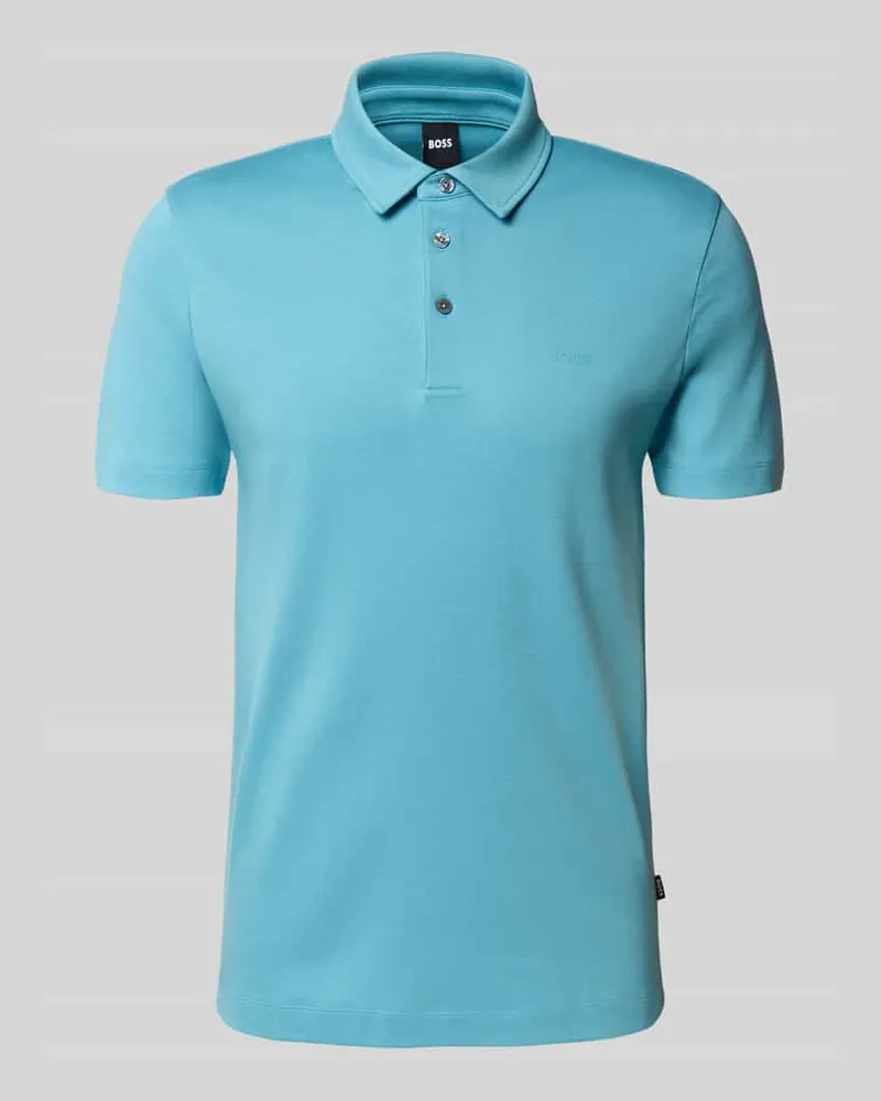 HUGO BOSS Slim Fit Poloshirt aus reiner Baumwolle Aqua