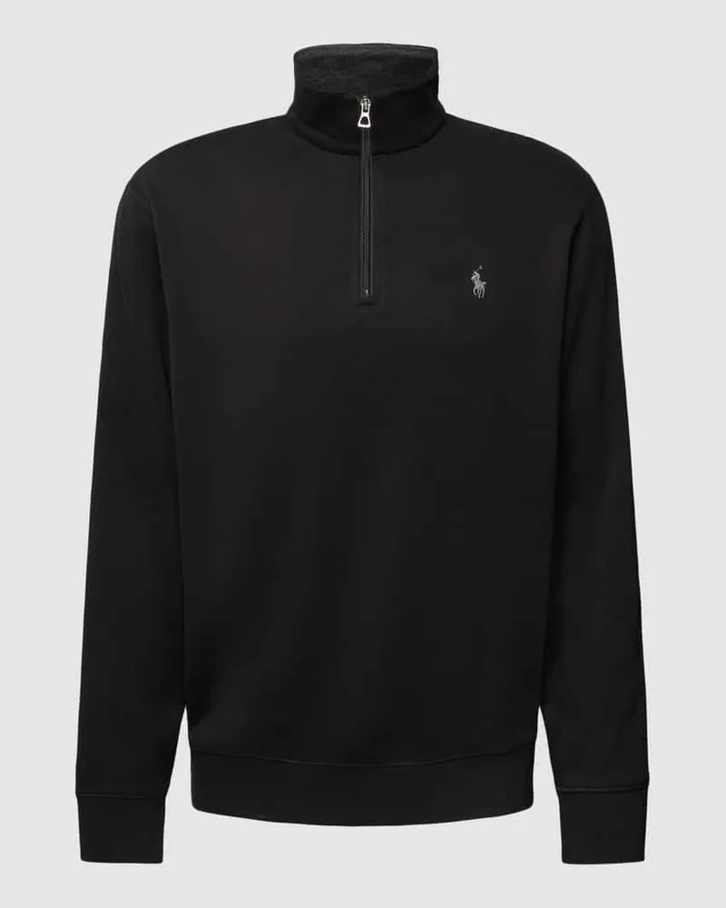 Ralph Lauren Sweatshirt mit Rippenoptik und kurzem Reißverschluss Black