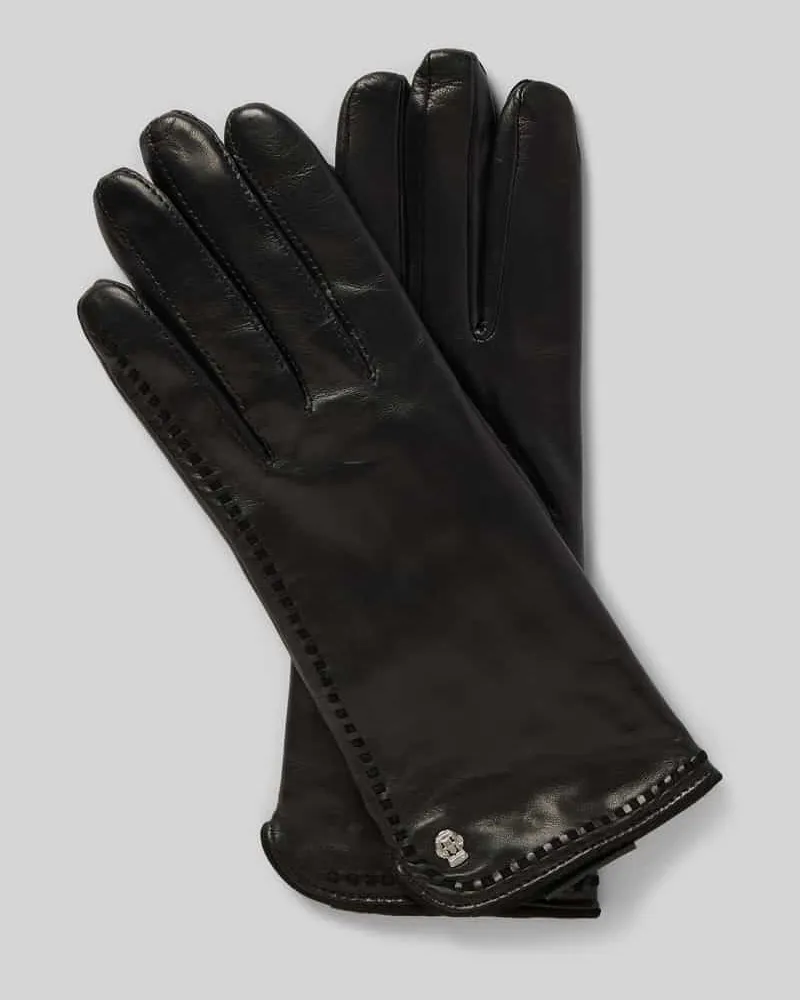 Roeckl Lederhandschuhe mit Label-Applikation Modell 'JEKATERINBURG Black