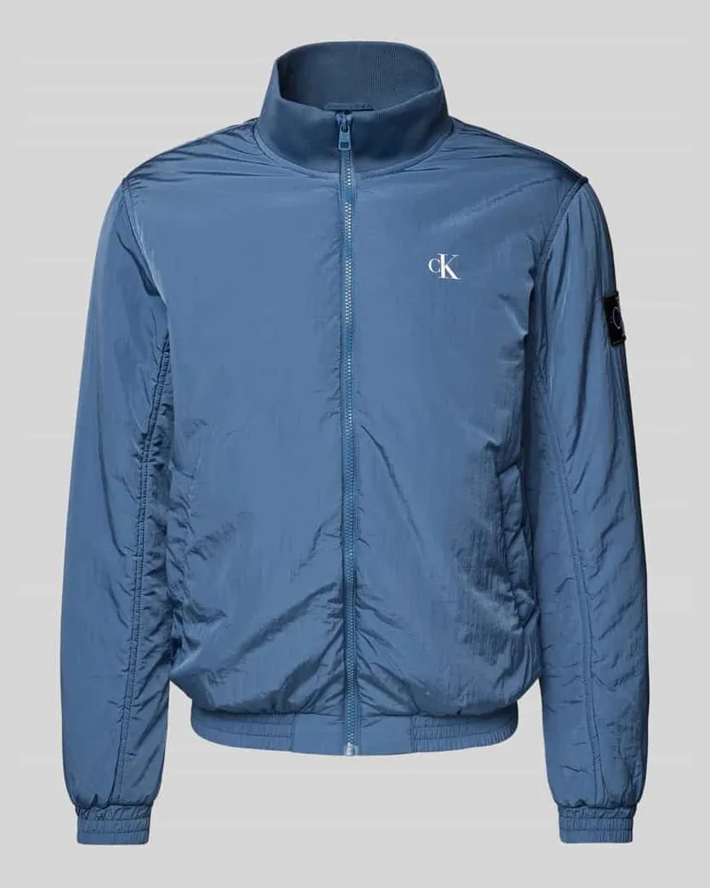Calvin Klein Jacke mit Label-Print Modell 'PADDED HARRINGTON Blau