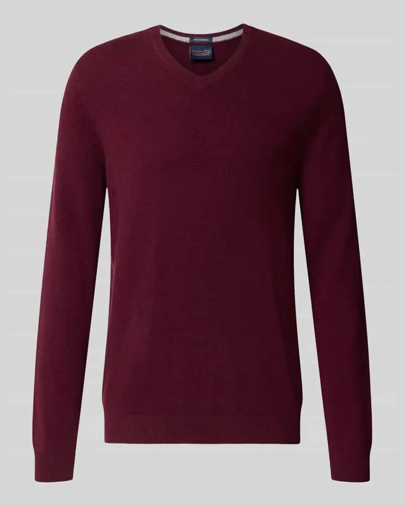 Christian Berg Strickpullover aus Kaschmir mit V-Ausschnitt Bordeaux