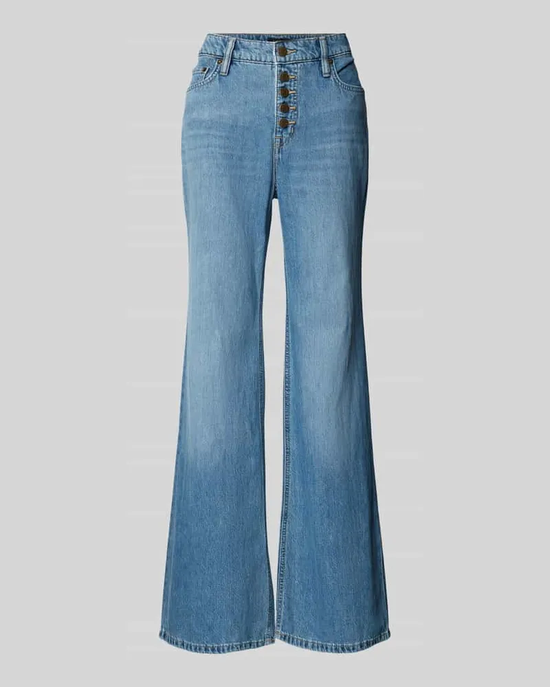 Ralph Lauren Flared Cut Jeans mit Knopfleiste Jeansblau