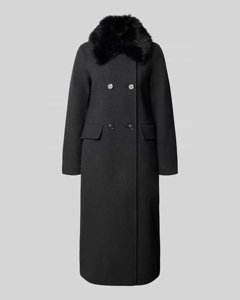 Vero Moda Wollmantel mit Webpelzkragen Dunkelgrau
