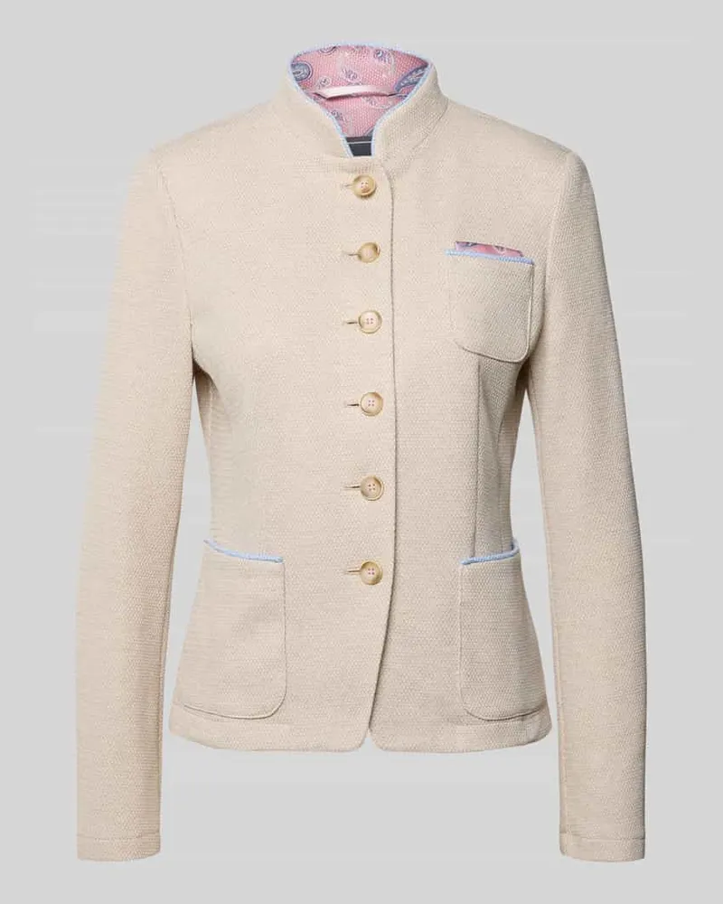 White Label Slim Fit Blazer mit Stehkragen und aufgesetzten Taschen Beige