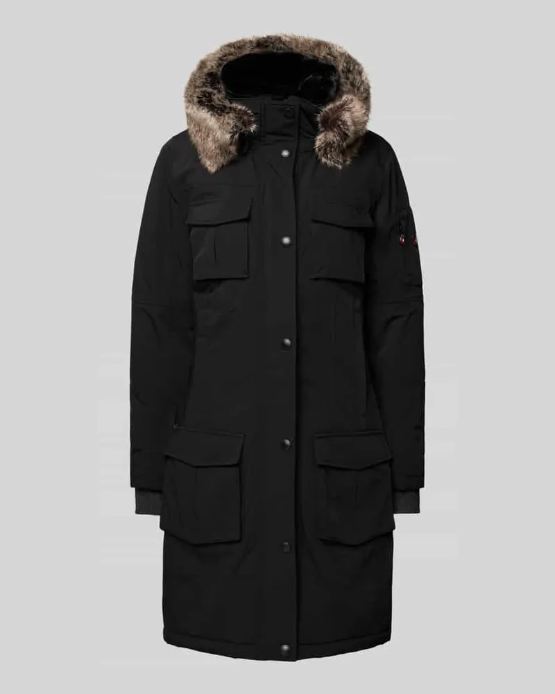 Wellensteyn Regular Fit Parka mit Kunstfellbesatz Modell 'SCHNEEZAUBER Black