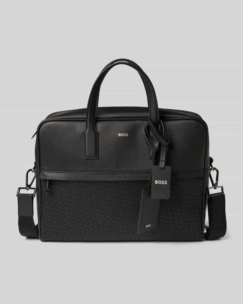HUGO BOSS Laptoptasche aus echtem Rindsleder Modell 'ZAIR Black