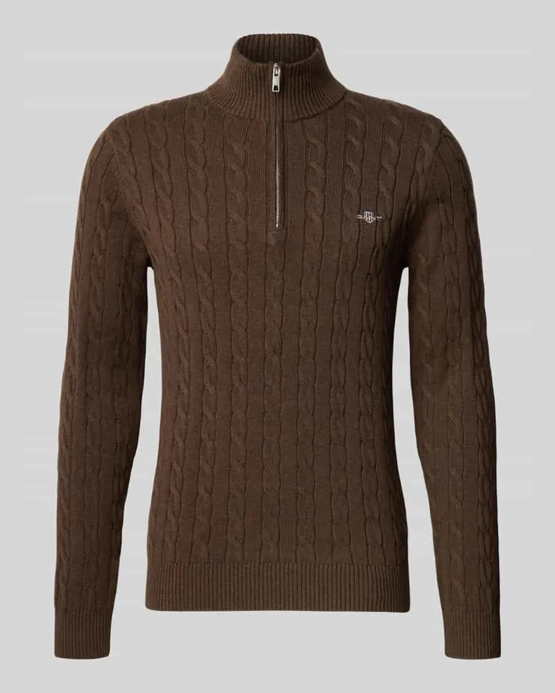 Gant Regular Fit Troyer mit Half Zip Dunkelbraun