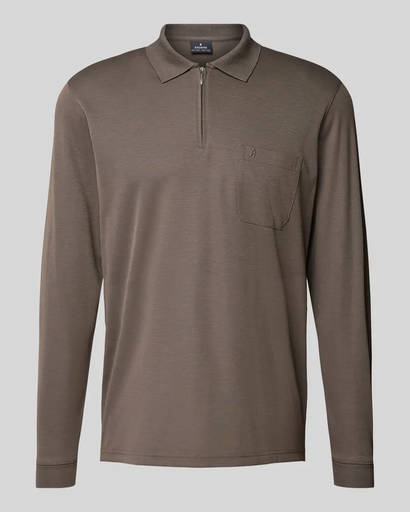 Ragman Regular Fit Poloshirt mit Brusttasche Taupe