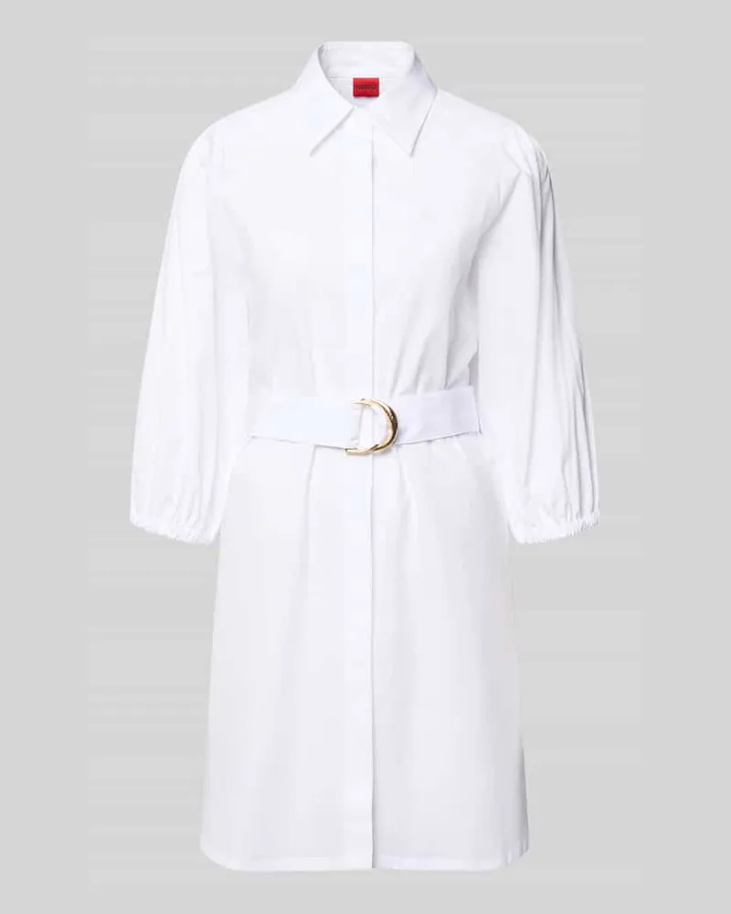 HUGO BOSS Ausgestelltes Hemdblusenkleid aus reiner Baumwolle Modell 'KILONI Weiss