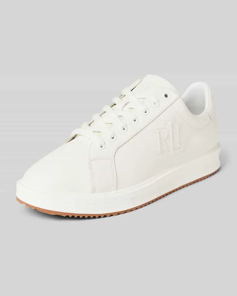 Ralph Lauren Ledersneaker mit Label-Stitching Modell 'AINSLEY Weiss