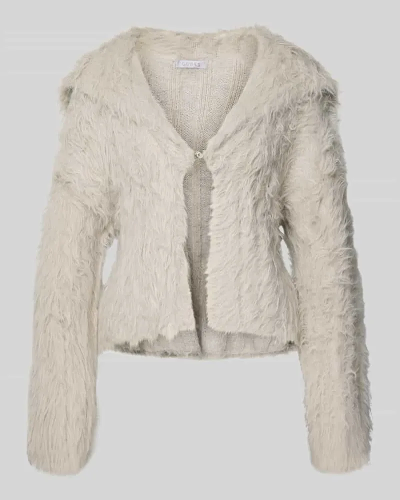 Guess Strickjacke aus Effektgarn Modell 'LARA FUZ RIB CARDIGAN Stein