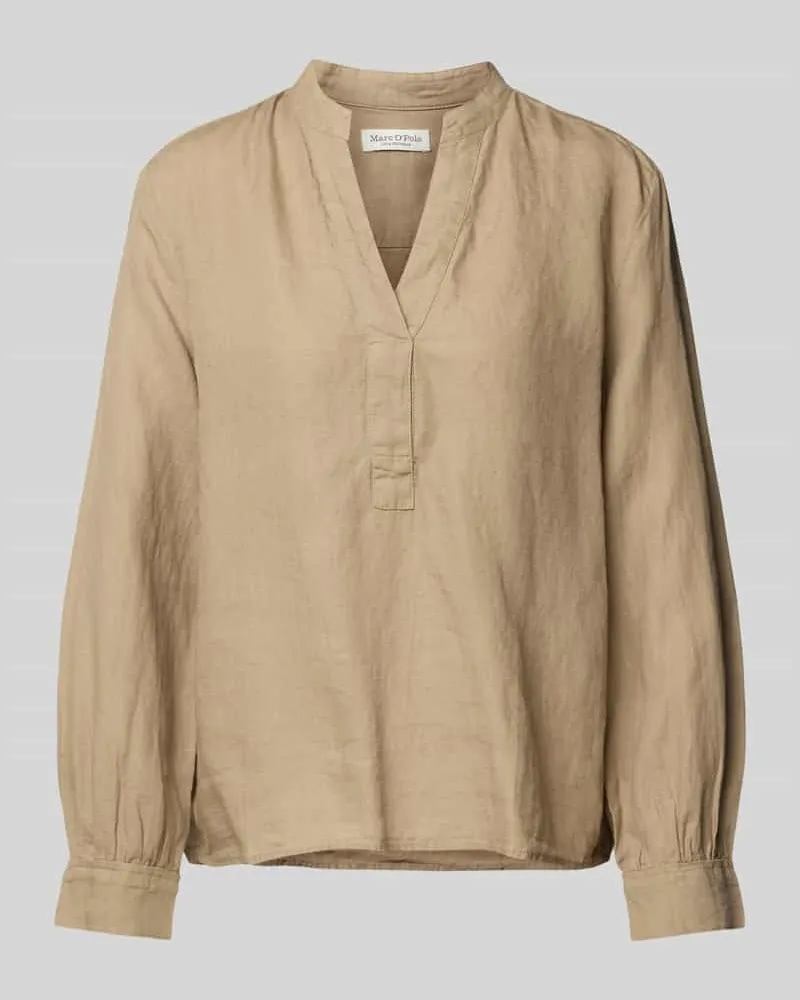 Marc O'Polo Comfort Fit Langarmblusen aus reinem Leinen Beige