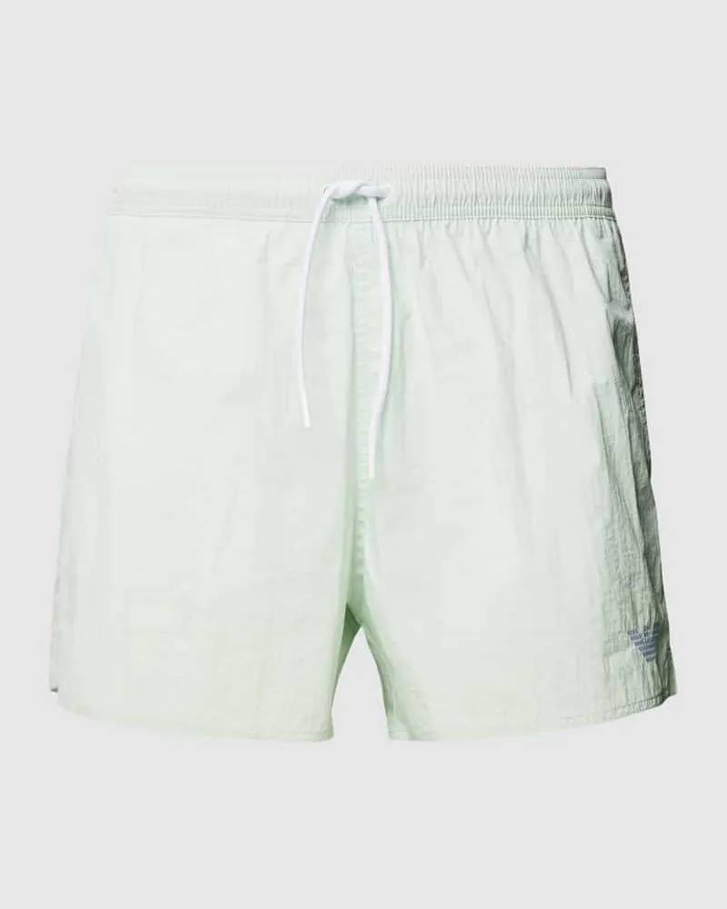 Emporio Armani Regular Fit Badehose mit Logo-Stitching Helltuerkis