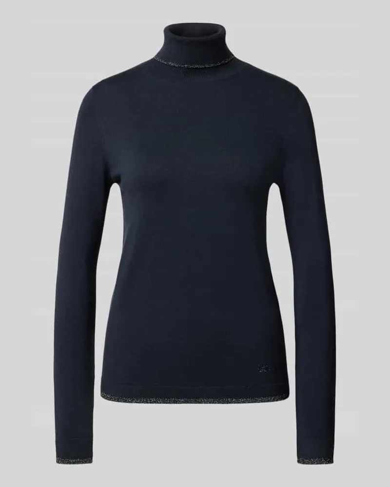 Liu Jo Slim Fit Longsleeve aus Viskose-Mix Modell 'MAGLIA CHIUSA Dunkelblau