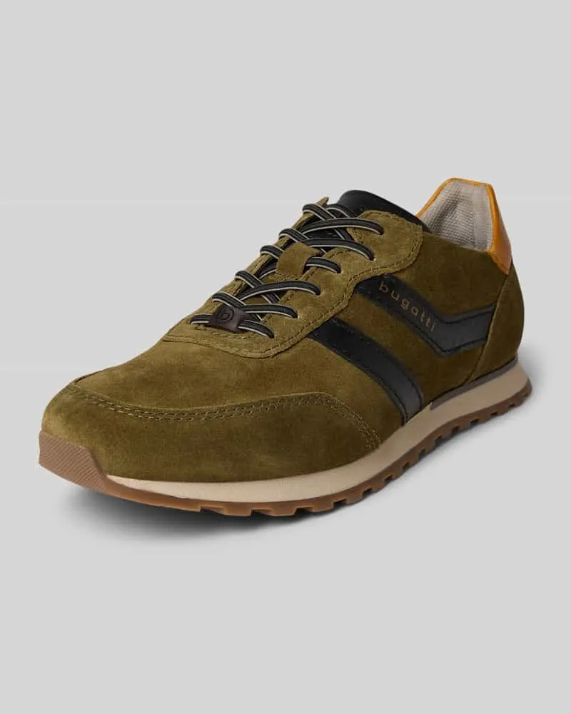 Bugatti Sneaker aus echtem Leder mit Logo-Print Modell 'Ivar Oliv