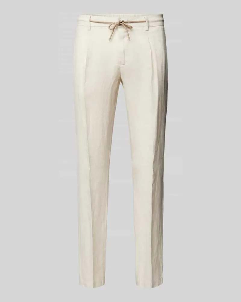 Manuel Ritz Regular Fit Leinenhose mit elastischem Bund Offwhite