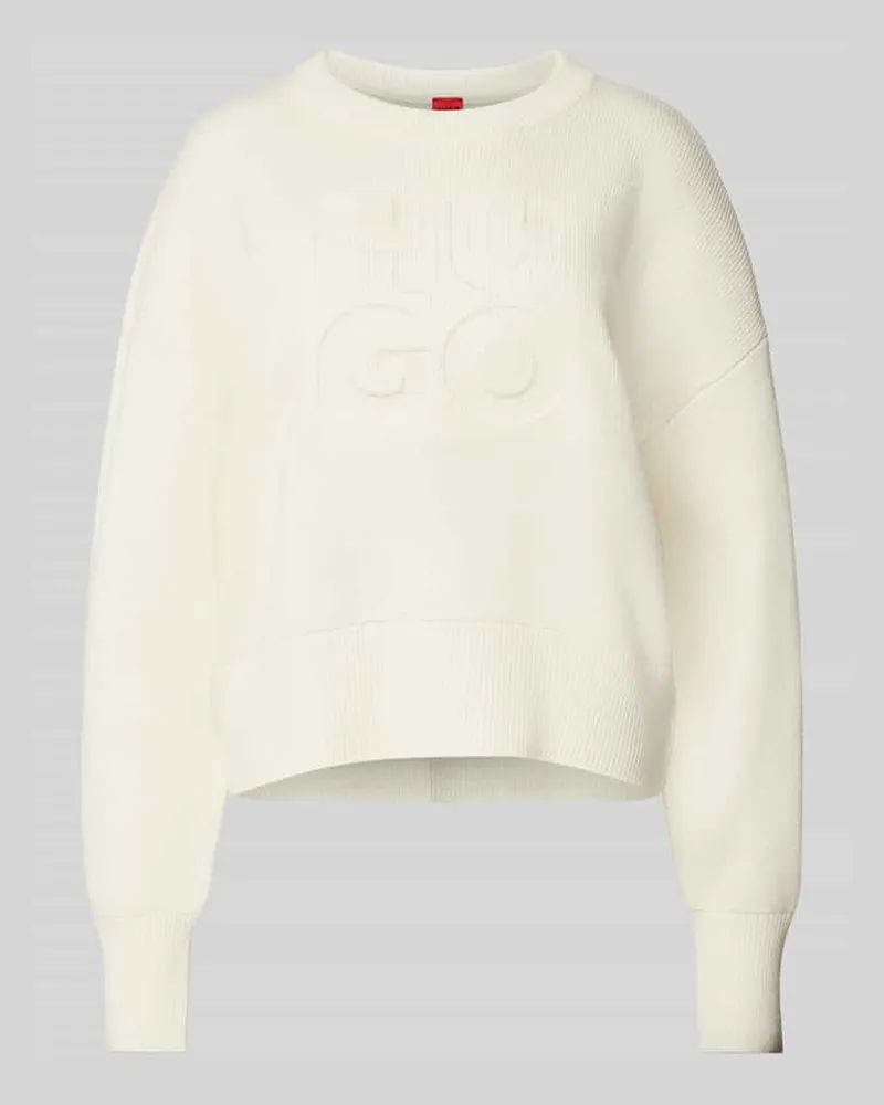 HUGO BOSS Strickpullover mit überschnittenen Schultern Modell 'Sisminye Weiss