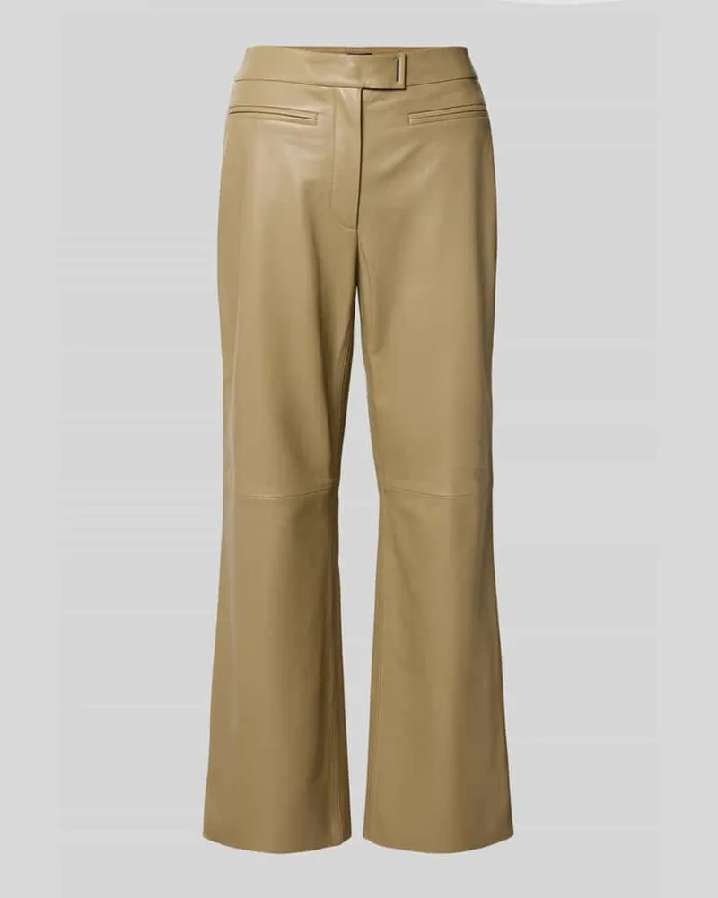 HUGO BOSS Regular Fit Lederhose aus echtem Lammleder Modell 'SIMARY Beige