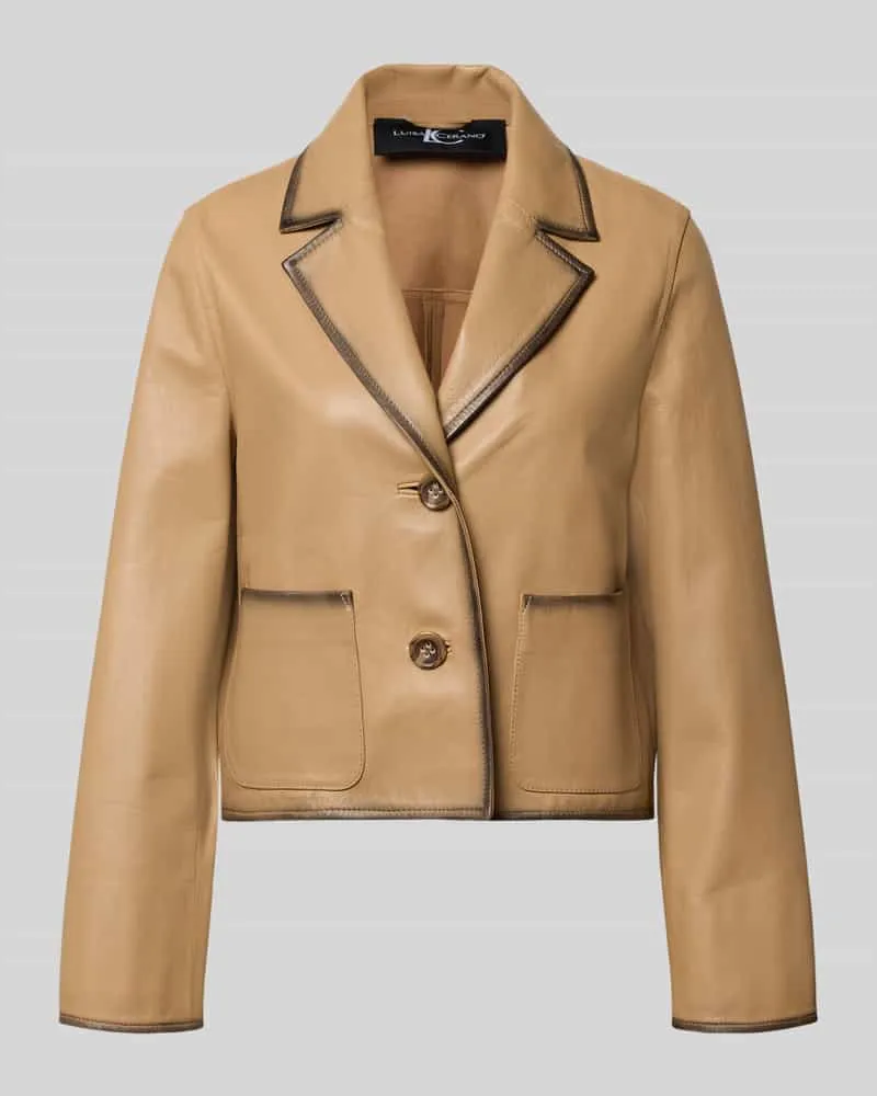 Luisa Cerano Lederjacke aus Lammnappa mit Reverskragen Cognac