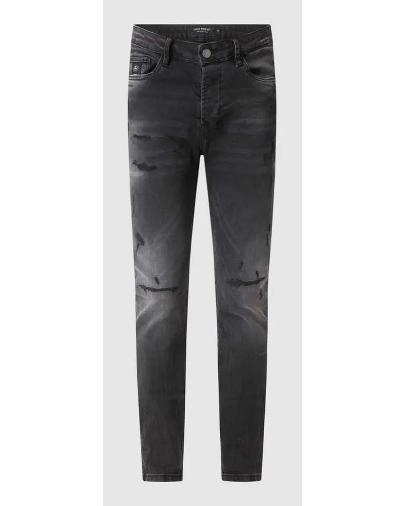 Elias Rumelis Tapered Fit Jeans im Used-Look Anthrazit