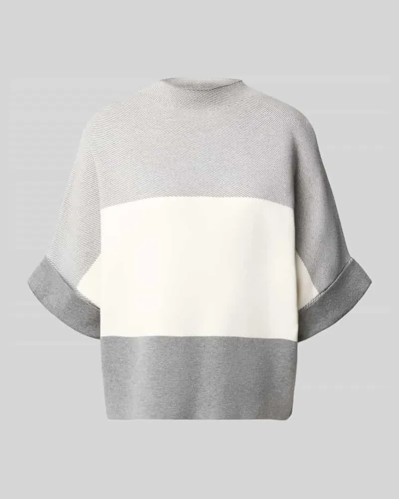 More & More Pullover mit fixiertem Umschlag Modell 'BP OKTOBER Hellgrau