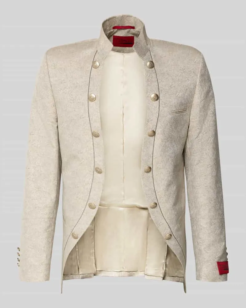 Wilvorst Sakko mit Stehkragen und Knopfleisten Beige