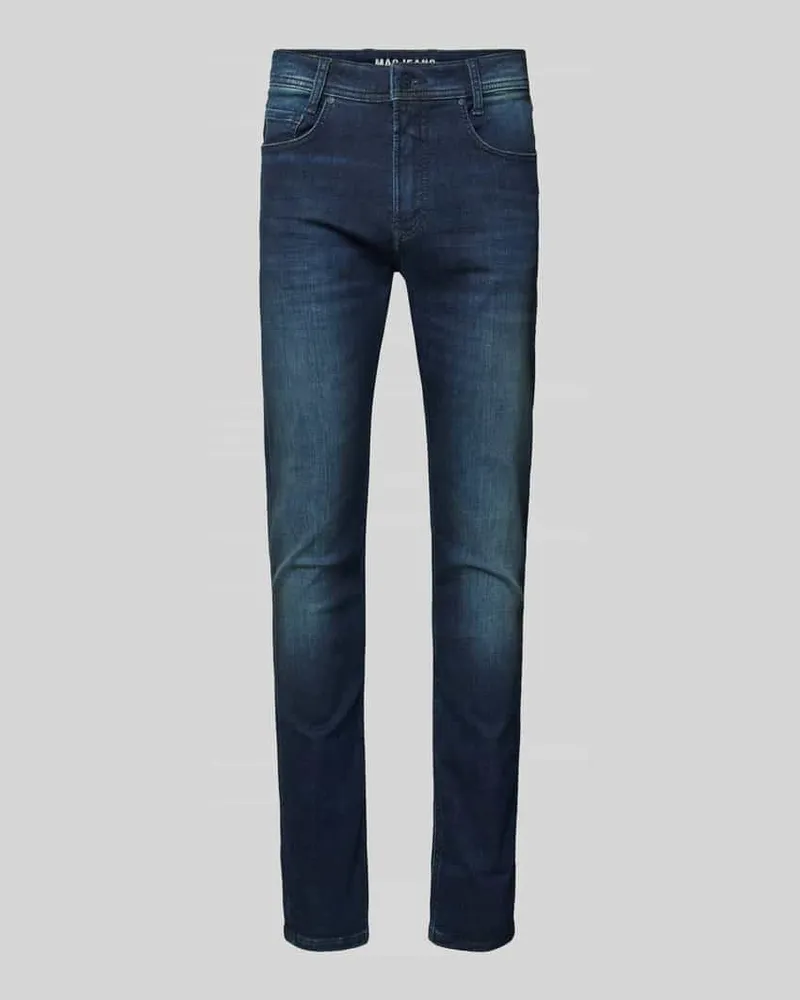 MAC Jeans Slim Fit Jeans im 5-Pocket-Design Modell 'Arne Dunkelblau