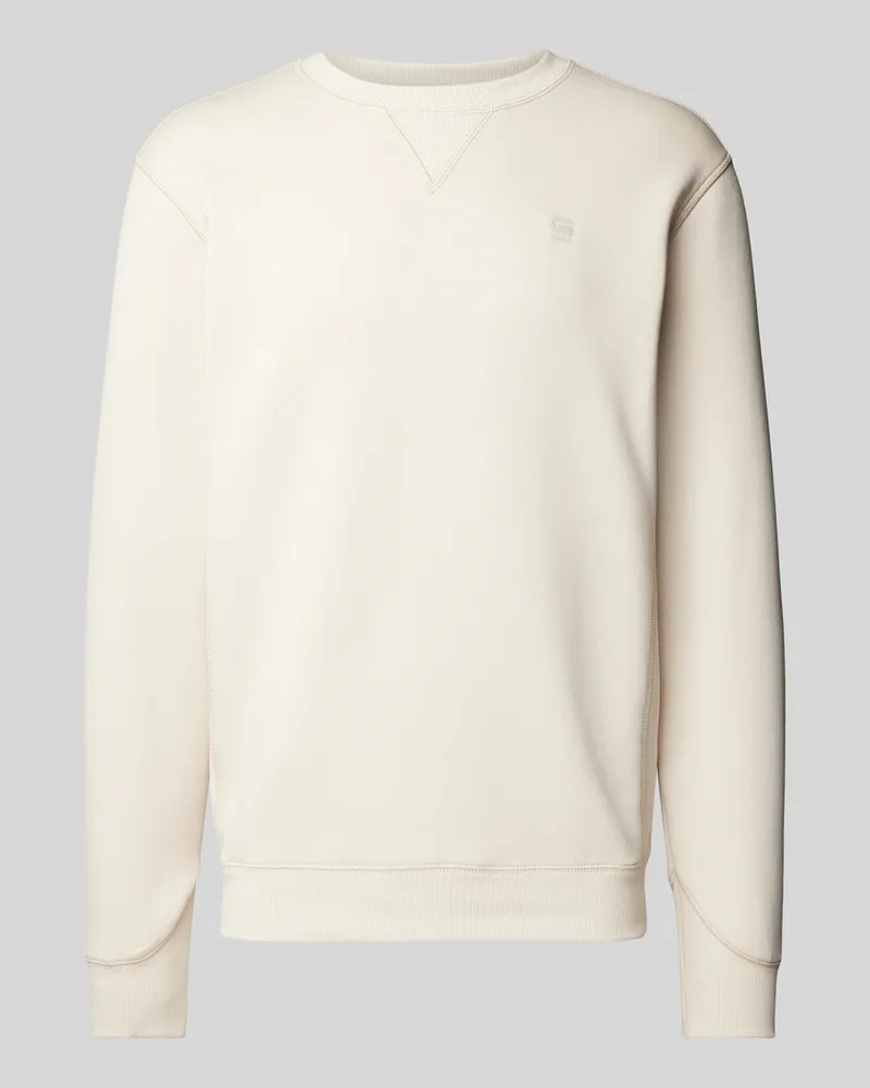 G-STAR RAW Sweatshirt mit Rundhalsausschnitt und Logo-Stitching Offwhite