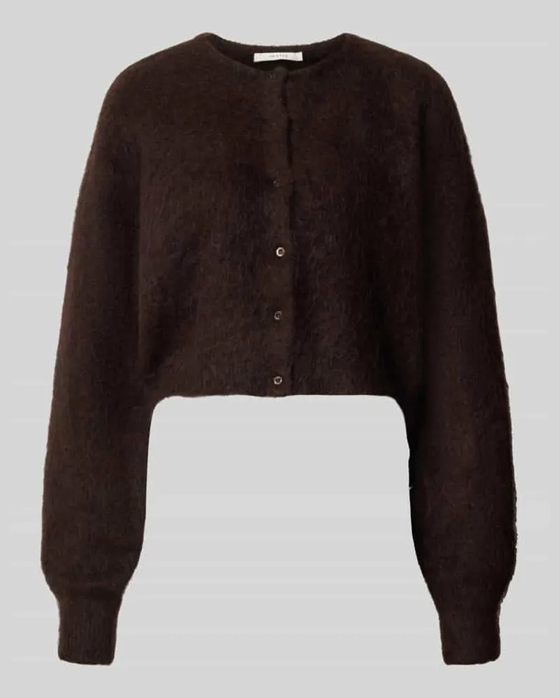 Gestuz Cropped Strickjacke aus Mohair-Mix Modell 'debbie Dunkelbraun
