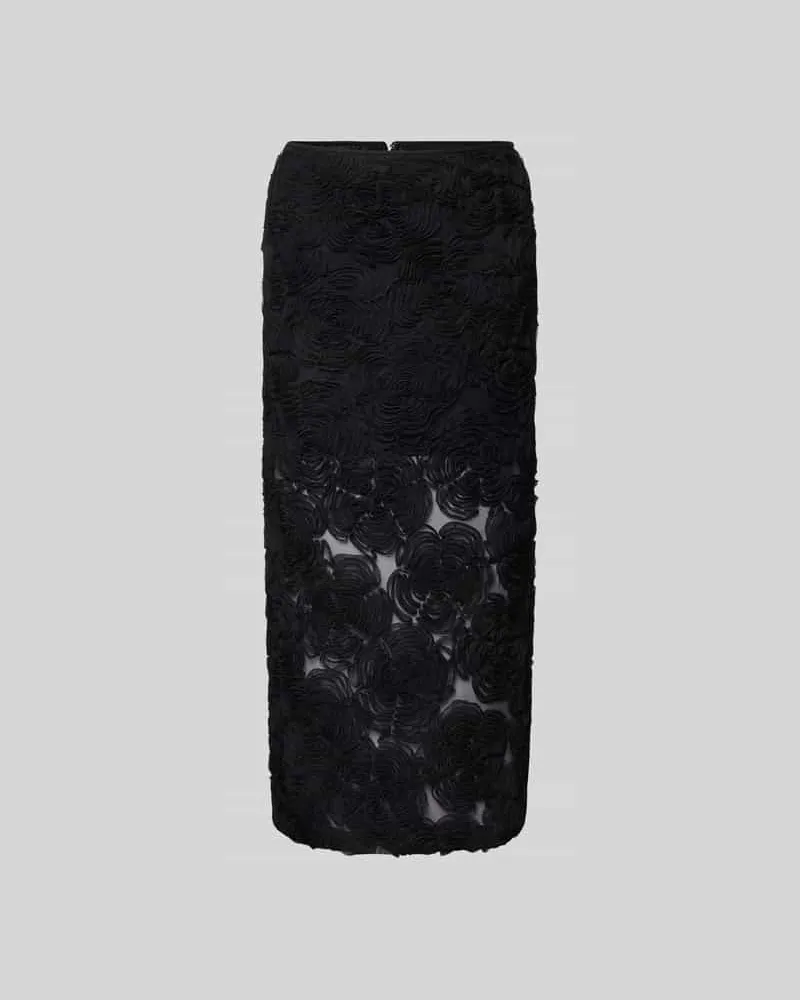 ROTATE Birger Christensen Midirock mit floralen Applikationen Black
