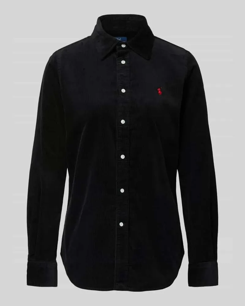 Ralph Lauren Slim Fit Hemdbluse aus Cord mit Label-Stitching Black